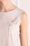 Peserico Women's gray silk and elastane top - embroidery flower. 94% silk, 6% elastane. Country of manufacture: Italy. Care: specialized cleaning - photo 5