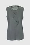 Peserico Gray silk blouse for women - sleeveless, flounce on a fastener. silk, elastane. buttons. Country of manufacture: Italy. Care: specialized cleaning - photo 1