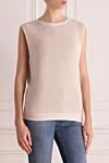 Peserico Beige cotton top for women - textured knitting. 100% cotton. Country of manufacture: Italy. Care: specialized cleaning - photo 3