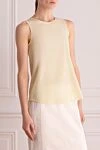 Peserico Beige silk and elastane top for women - 94% silk, 6% elastane. Closure: button. Country of manufacture: Italy. Care: specialized cleaning - photo 3