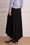 Black viscose skirt for women Peserico - asymmetric bottom. 100% viscose. elastic belt. Country of manufacture: Italy. Care: specialized cleaning - photo 4