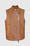 Peserico Brown genuine leather vest for women - 100% genuine leather. Closure: zipper. two side pockets. Country of manufacture: Italy. Care: specialized cleaning - photo 1