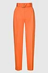 MSGM Women's loose-fit pants with belt orange - one pocket. 65% cotton, 35% linen. zipper, belt. Country of manufacture: Italy. Care: specialized cleaning - photo 1