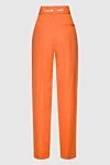 MSGM Women's loose-fit pants with belt orange - one pocket. 65% cotton, 35% linen. zipper, belt. Country of manufacture: Italy. Care: specialized cleaning - photo 7