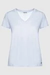 Max&Moi Blue linen T-shirt for women - V-neck. 100% linen. Country of manufacture: Italy. Care: specialized cleaning - photo 1