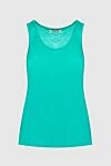 Max&Moi Women's green linen T-shirt - asymmetrical bottom. 100% linen. Country of manufacture: Italy. Care: specialized cleaning - photo 1