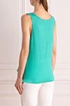 Women's green linen T-shirt Max&Moi - asymmetrical bottom. 100% linen. Country of manufacture: Italy. Care: specialized cleaning - photo 4