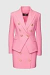 Balmain Pink women's cotton skirt suit - Costume with a backdrop and a babushka, erysipelas. Country of manufacture: Italy. Care: specialized cleaning - photo 1