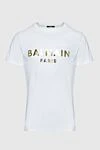 Balmain White cotton T-shirt for men - logo print. 100% cotton. Country of manufacture: Italy. Care: specialized cleaning - photo 1