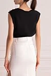 Black cotton T-shirt for women Balmain - Decoration: sleeveless, logo, buttons on the shoulder. 100% cotton. Country of manufacture: Italy. Care: specialized cleaning - photo 4