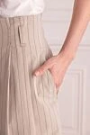 Brunello Cucinelli Юбка из хлопка бежевая женская бежевая - полосатый узор. 98% хлопок, 2% эластан. скрытая молния. Страна производитель: Италия. Уход: специализированная чистка - фото 5