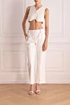 Women's flared trousers white Brunello Cucinelli - flare. two back pockets. cotton, elastane. zipper, hook. Country of manufacture: Italy. Care: specialized cleaning - photo 2