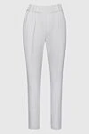 Brunello Cucinelli Women's elegant cropped trousers white - two back pockets. acrylic, silk. elastic belt. Country of manufacture: Italy. Care: specialized cleaning - photo 1