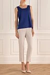 Women's elegant cropped trousers white Brunello Cucinelli - two back pockets. acrylic, silk. elastic belt. Country of manufacture: Italy. Care: specialized cleaning - photo 2