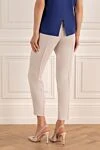 Women's elegant cropped trousers white Brunello Cucinelli - two back pockets. acrylic, silk. elastic belt. Country of manufacture: Italy. Care: specialized cleaning - photo 4