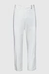Brunello Cucinelli Women's stylish cropped trousers white - two back pockets. cotton, elastane. zipper, hook. Country of manufacture: Italy. Care: specialized cleaning - photo 1
