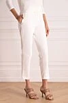 Brunello Cucinelli Women's stylish cropped trousers white - two back pockets. cotton, elastane. zipper, hook. Country of manufacture: Italy. Care: specialized cleaning - photo 3