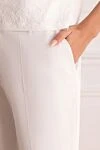 Brunello Cucinelli Women's stylish cropped trousers white - two back pockets. cotton, elastane. zipper, hook. Country of manufacture: Italy. Care: specialized cleaning - photo 5
