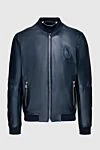 Billionaire Blue leather jacket for men - Brand Emblem. 100% leather. Closure: Zipper. Two zippered side pockets. Country of manufacture: Italy. Care: specialized cleaning - photo 1