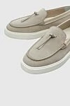 Santoni Gray suede moccasins for men - contrast sole, tassel. 100% suede. platform height 2cm. Country of manufacture: Italy. Care: specialized cleaning - photo 5