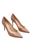 Gianvito Rossi Women's beige leather pumps - logo on the insole. genuine leather. Heel height: 8 centimeters. Country of manufacture: Italy. Care: specialized cleaning - photo 3