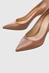 Gianvito Rossi Women's beige leather pumps - logo on the insole. genuine leather. Heel height: 8 centimeters. Country of manufacture: Italy. Care: specialized cleaning - photo 5