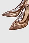 Gianvito Rossi Women's brown leather shoes with mesh - logo on the insole, mesh upper. genuine leather. Heel height: 8 centimeters. Country of manufacture: Italy. Care: specialized cleaning - photo 5