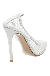 Women's white leather shoes with mesh Gianvito Rossi - logo on the insole, mesh upper. genuine leather. Heel height: 8 centimeters. Country of manufacture: Italy. Care: specialized cleaning - photo 4