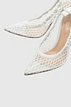 Gianvito Rossi Women's white leather shoes with mesh - logo on the insole, mesh upper. genuine leather. Heel height: 8 centimeters. Country of manufacture: Italy. Care: specialized cleaning - photo 5