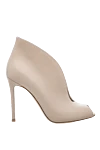 Gianvito Rossi Women's leather ankle boots with a long toe and V-shaped cutout, beige - figure cut, open toe. genuine leather. Heel height: 12 centimeters. Country of manufacture: Italy. Care: specialized cleaning - photo 1