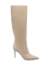 Gianvito Rossi Boots women's high leather on high heels beige - leather. Heel height: 12 cm. Country of manufacture: Italy. Care: specialized cleaning - photo 1