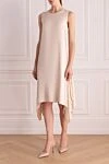 Beige viscose dress for women Peserico - button. asymmetric bottom. 100% viscose. Country of manufacture: Italy. Care: specialized cleaning - photo 2