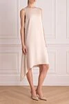 Peserico Beige viscose dress for women - button. asymmetric bottom. 100% viscose. Country of manufacture: Italy. Care: specialized cleaning - photo 3