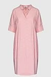 Peserico Pink dress for women - short sleeve, striped pattern. 75% cotton, 22% polyamide, 3% elastane. Country of manufacture: Italy. Care: specialized cleaning - photo 1