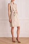 Peserico Beige cotton and polyamide dress for women - Fastener: belt. contrasting buttons. two side pockets. 56% cotton, 44% polyamide. Country of manufacture: Italy. Care: specialized cleaning - photo 3