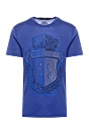 Billionaire Blue cotton T-shirt with heraldic emblem and rhinestones (markdown) - Decoration: rhinestones, brand logo. Material: 100% cotton. Country of manufacture: Italy. Care: specialized cleaning - photo 1