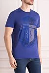 Billionaire Blue cotton T-shirt with heraldic emblem and rhinestones (markdown) - Decoration: rhinestones, brand logo. Material: 100% cotton. Country of manufacture: Italy. Care: specialized cleaning - photo 3