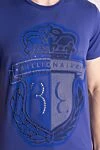 Billionaire Blue cotton T-shirt with heraldic emblem and rhinestones (markdown) - Decoration: rhinestones, brand logo. Material: 100% cotton. Country of manufacture: Italy. Care: specialized cleaning - photo 5