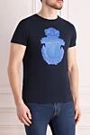 Billionaire Cotton T-shirt blue for men - logo print, emblem. 100% cotton. Country of manufacture: Italy. Care: specialized cleaning - photo 3