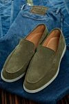 Cesare di Napoli Green suede loafers for men - Decor: contrasting white sole. Composition: 100% suede. Sole: platform height 2cm. Insole: leather. Country of manufacture: Italy. Care: specialized cleaning - photo 9