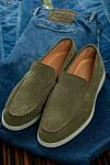 Green suede loafers for men Cesare di Napoli - Decor: contrasting white sole. Composition: 100% suede. Sole: platform height 2cm. Insole: leather. Country of manufacture: Italy. Care: specialized cleaning - photo 10