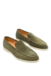 Cesare di Napoli Green suede loafers for men - Decor: contrasting white sole. Composition: 100% suede. Sole: platform height 2cm. Insole: leather. Country of manufacture: Italy. Care: specialized cleaning - photo 3