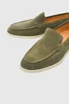 Cesare di Napoli Green suede loafers for men - Decor: contrasting white sole. Composition: 100% suede. Sole: platform height 2cm. Insole: leather. Country of manufacture: Italy. Care: specialized cleaning - photo 5