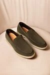 Green suede loafers for men Cesare di Napoli - Decor: contrasting white sole. Composition: 100% suede. Sole: platform height 2cm. Insole: leather. Country of manufacture: Italy. Care: specialized cleaning - photo 6