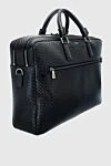 Serapian Black leather briefcase for men - Decor: textured leather, logo, Additional: two compartments. Composition: 100% leather. Pockets: side pocket. Fastener: zipper. Country of manufacture: Italy. Care: specialized cleaning - photo 3