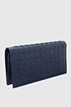 Serapian Men's clutch bag made of genuine leather blue - Geometric pattern. 100% genuine leather. Closure: Zipper. Two compartments. Country of manufacture: Italy. Care: specialized cleaning - photo 3