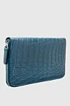 Cesare di Napoli Men's clutch bag made of crocodile leather blue - Textured leather. 100% crocodile skin. Closure: Zipper. Two compartments. Country of manufacture: Italy. Care: specialized cleaning - photo 3