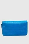 Cesare di Napoli Blue men's crocodile leather clutch - Textured leather. 100% crocodile skin. Closure: Zipper. 4 compartment. Country of manufacture: Italy. Care: specialized cleaning - photo 1