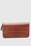 Cesare di Napoli Men's clutch bag made of brown crocodile leather - Textured leather. 100% crocodile skin. Closure: Zipper. 4 compartment. Country of manufacture: Italy. Care: specialized cleaning - photo 1