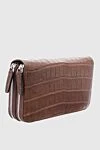 Cesare di Napoli Men's clutch bag made of brown crocodile leather - Textured leather. 100% crocodile skin. Closure: Zipper. 4 compartment. Country of manufacture: Italy. Care: specialized cleaning - photo 3